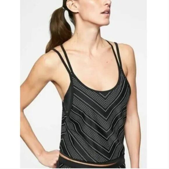 Athleta Women's Chevron Tankini Top Black White Size 36B/C - Picture 1 of 11